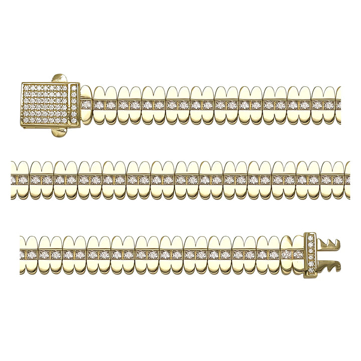 Solid gold bar link bracelet, 19.65 g — shown in three rows across the frame.