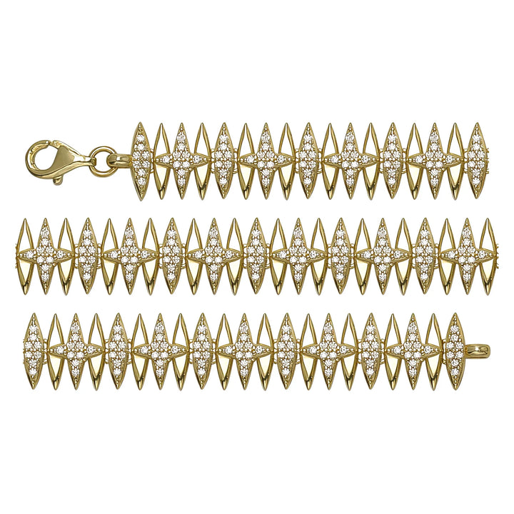Solid gold fancy link bracelet, 14.18 g — shown in three rows across the frame.