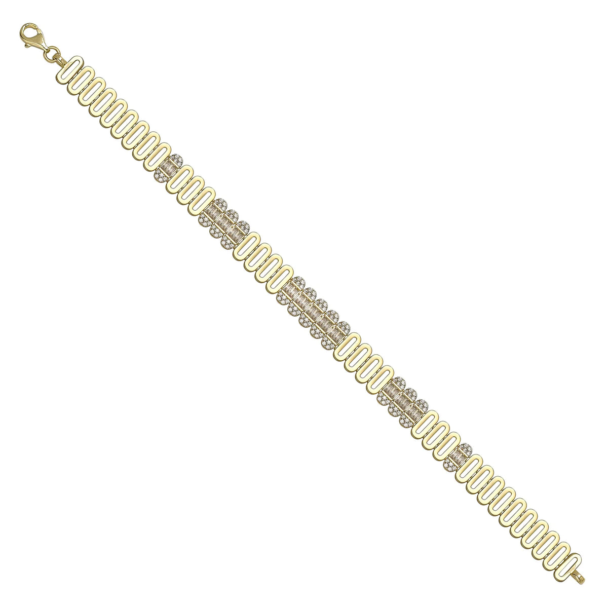Solid gold fancy link bracelet, 12.42 g — shown at an angle across the frame.