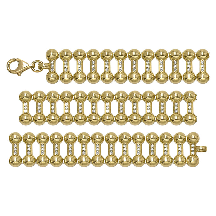 Solid gold bead bracelet, 16.84 g — shown in three rows across the frame.