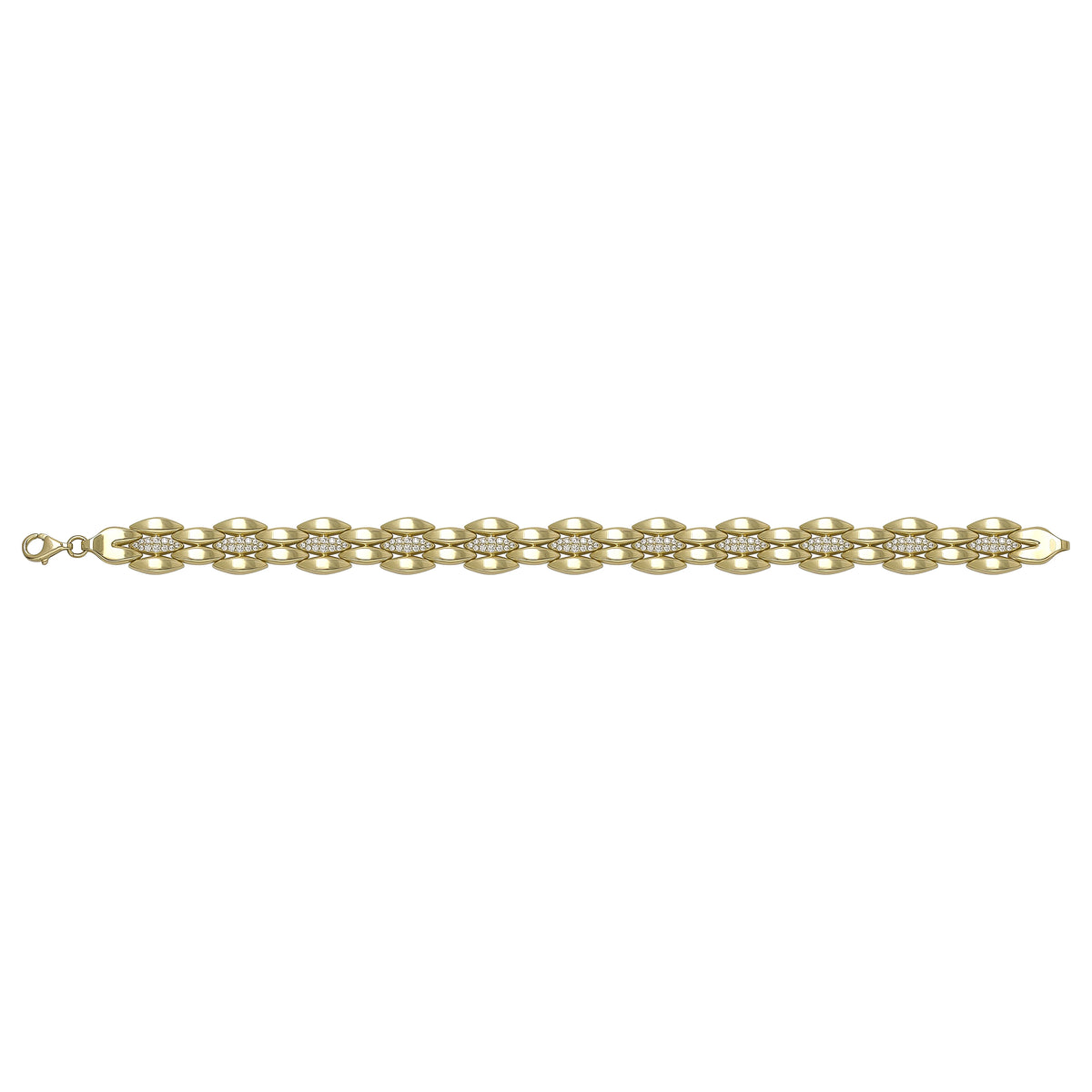 Solid gold fancy link bracelet, 20.98 g — shown square on a plain background.