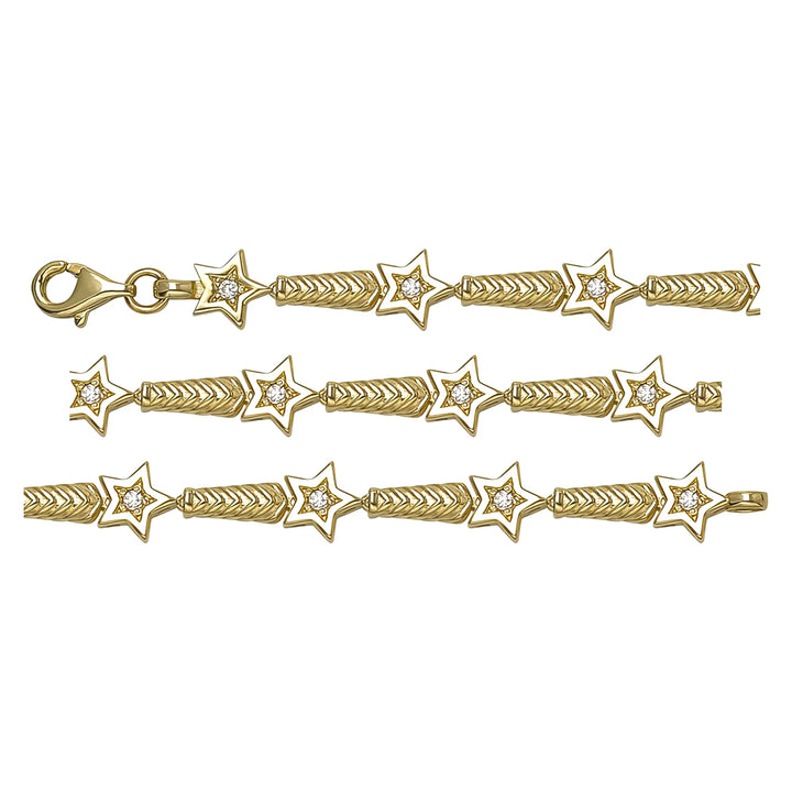 Solid gold fancy link bracelet, 6.38 g — shown in three rows across the frame.
