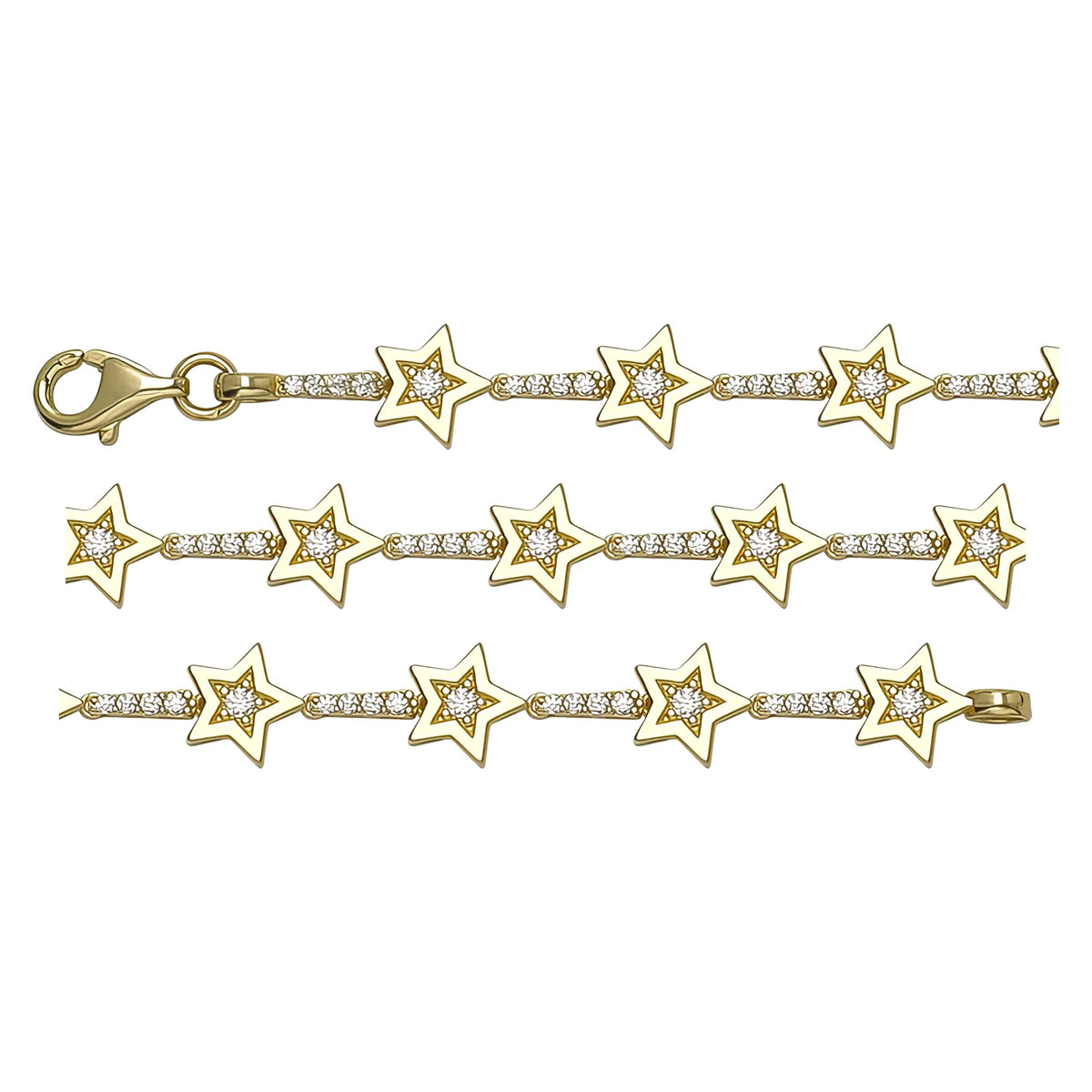 Solid gold fancy link bracelet, 7.57 g — shown in three rows across the frame.