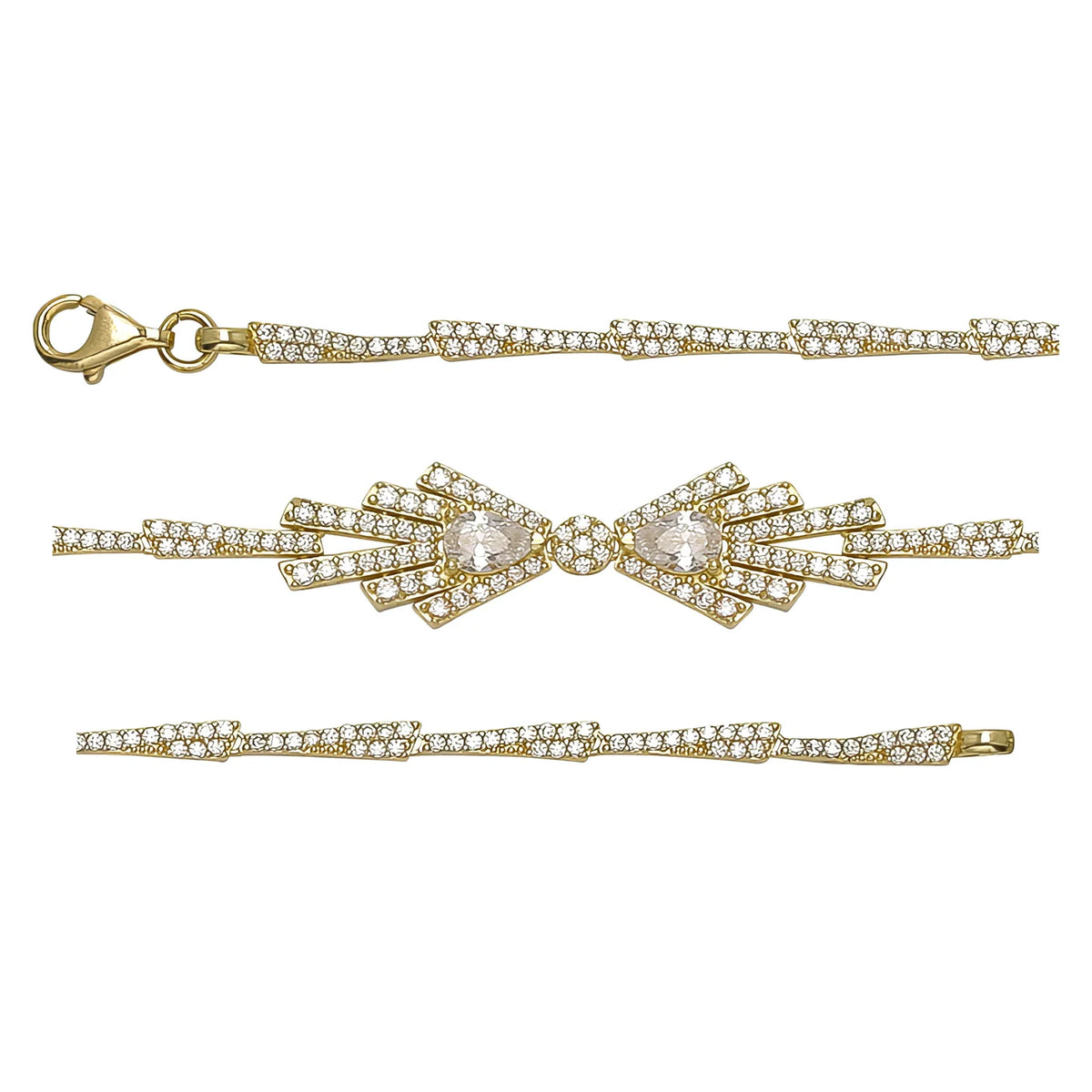 Solid gold fancy link bracelet, 7.07 g — shown in three rows across the frame.