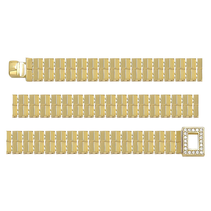 Solid gold brick link bracelet, 12.04 g — shown in three rows across the frame.
