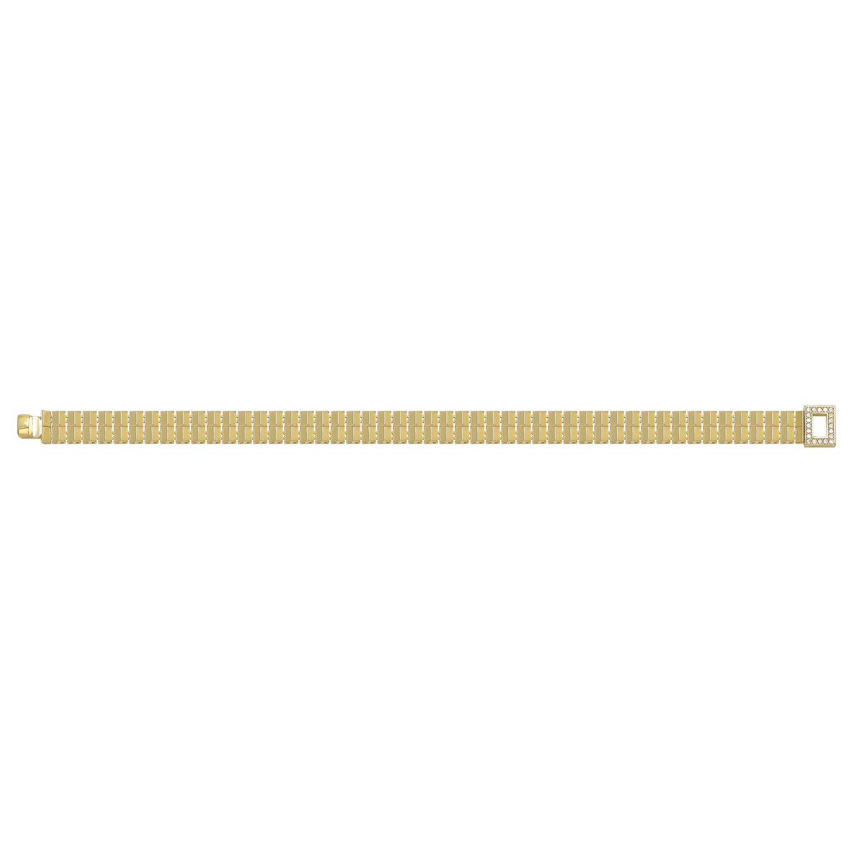 Solid gold brick link bracelet, 12.04 g — shown square on a plain background.