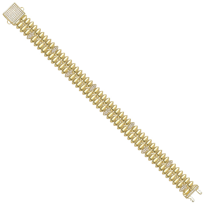 Solid gold bead bracelet, 17.75 g — shown at an angle across the frame.