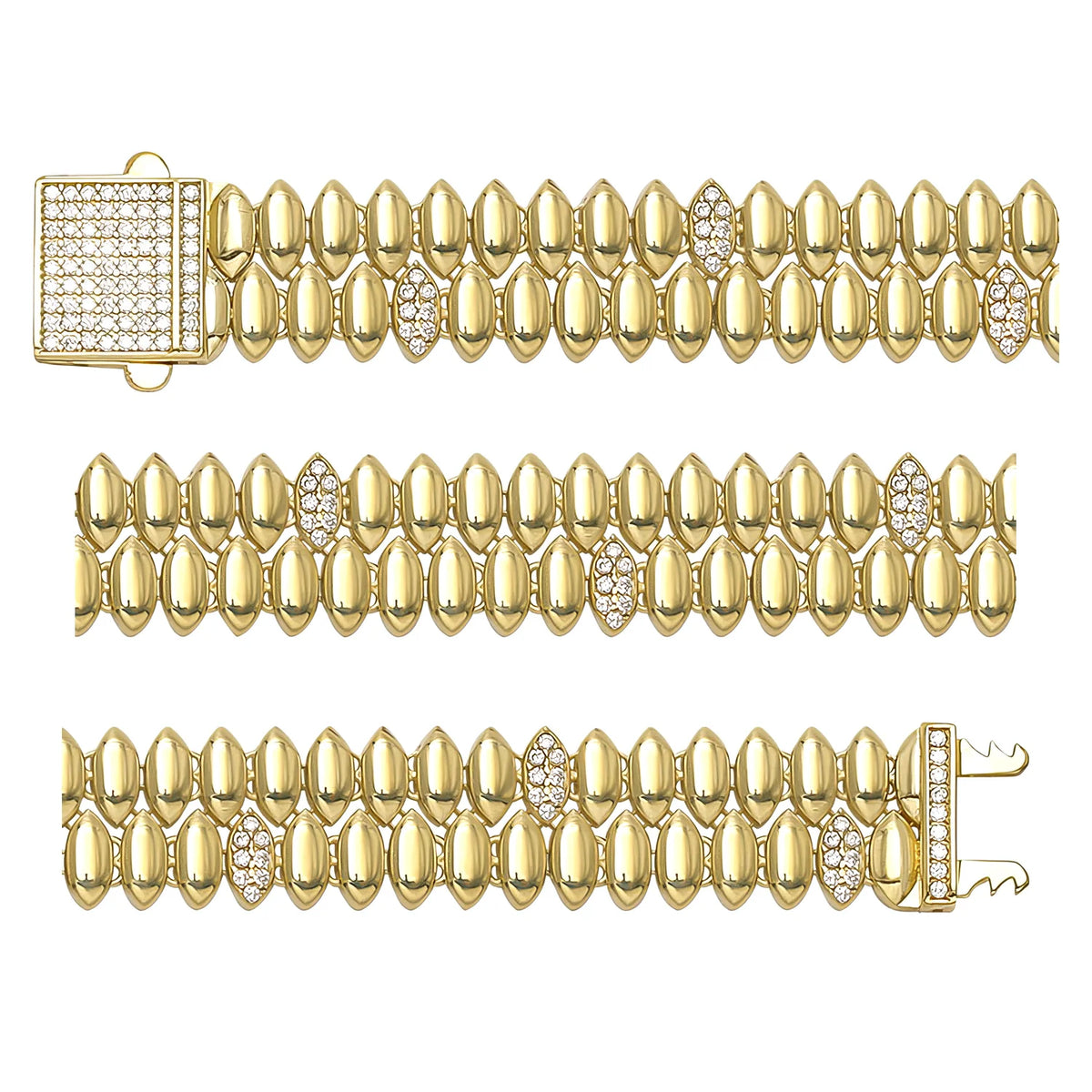 Solid gold bead bracelet, 17.75 g — shown in three rows across the frame.