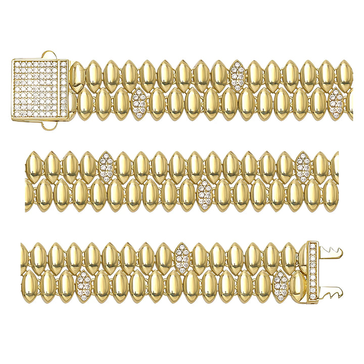 Solid gold bead bracelet, 17.75 g — shown in three rows across the frame.