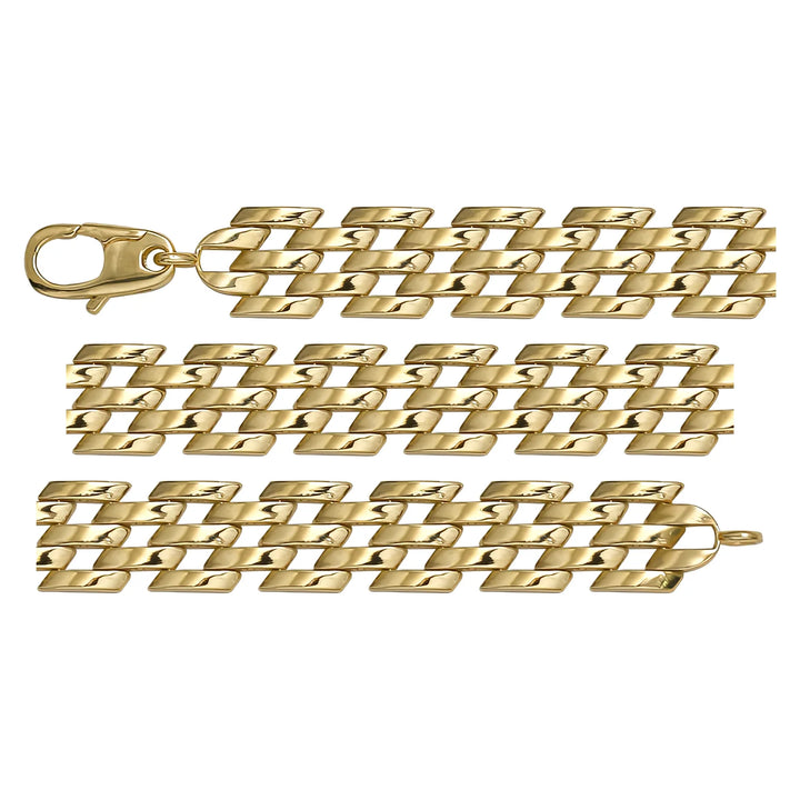 Solid gold braided bracelet, 11.55 g — shown in three rows across the frame.