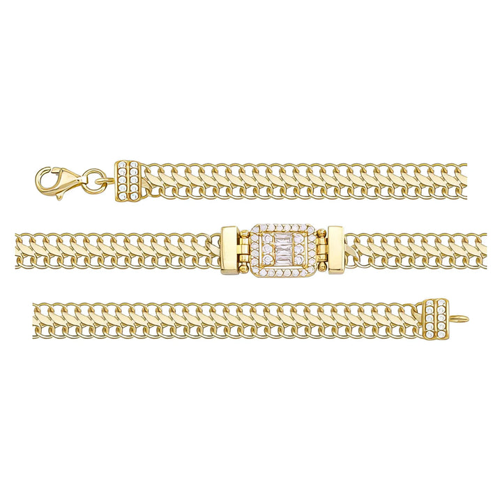 Solid gold curb bracelet, 5.80 g — shown in three rows across the frame.