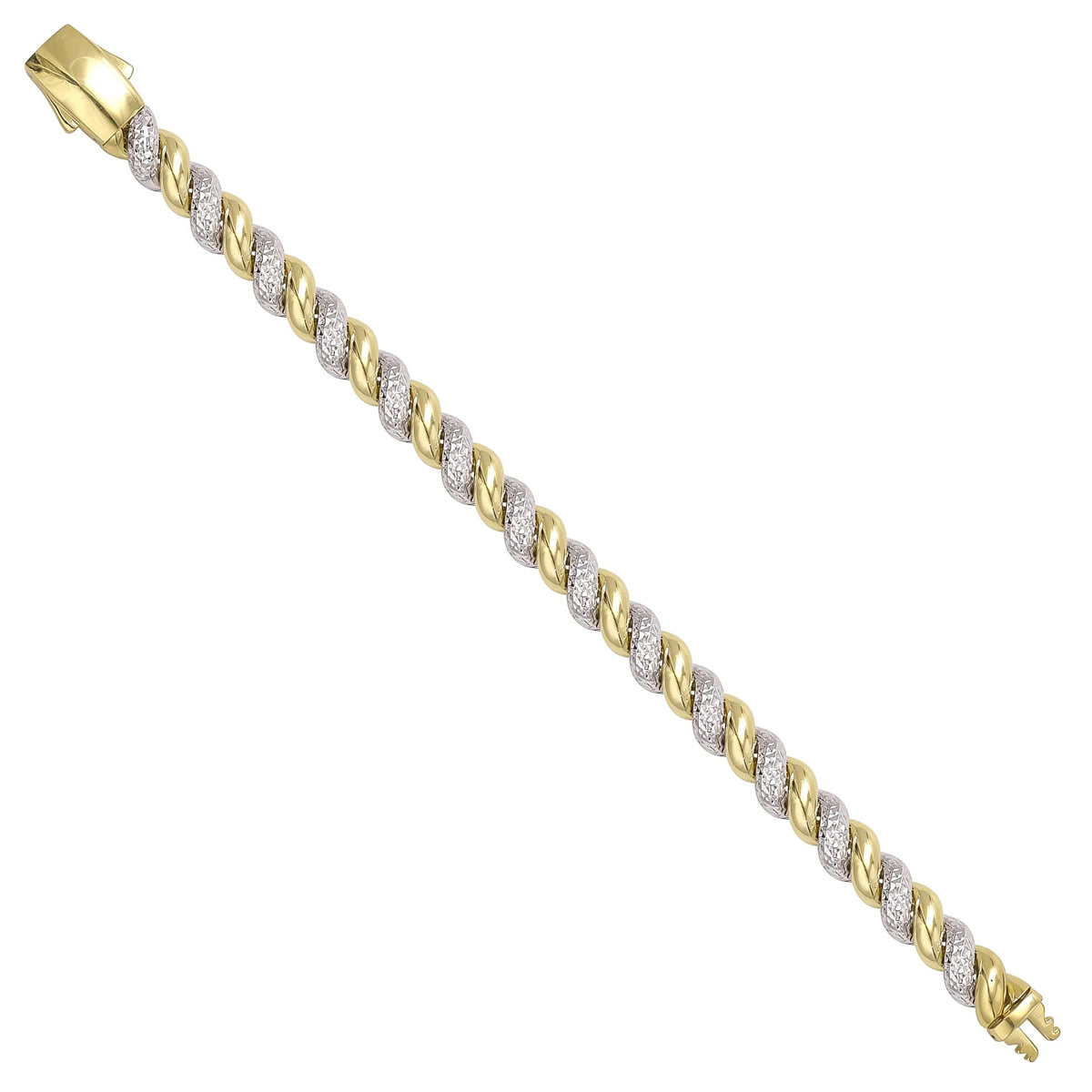 Solid gold braided bracelet, 15.75 g — shown at an angle across the frame.