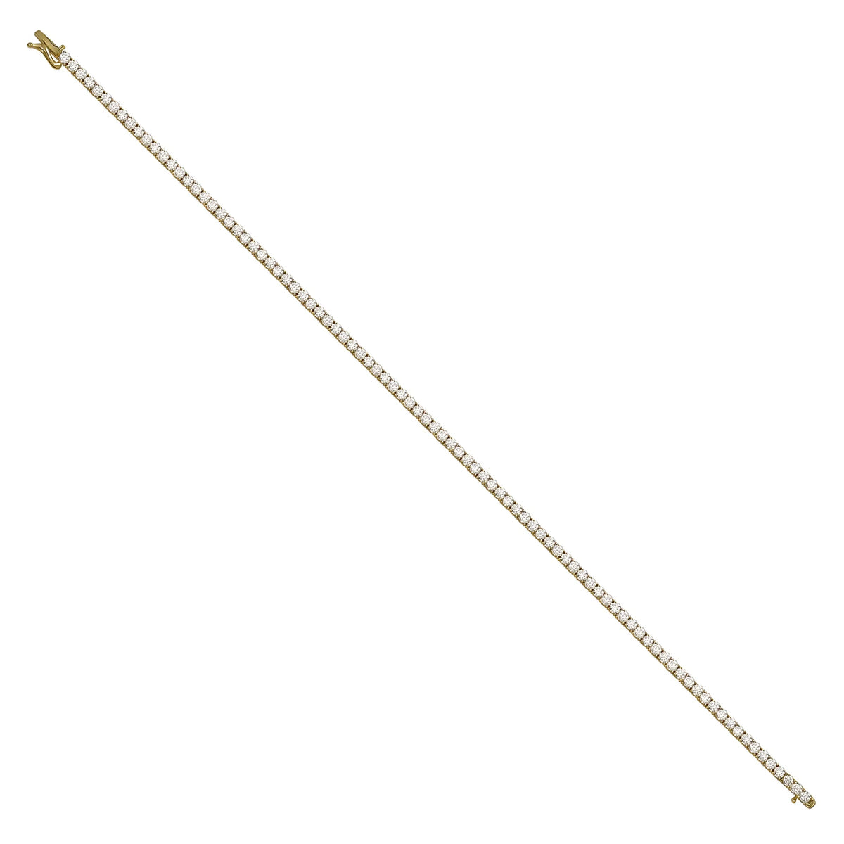 Solid gold tennis bracelet, 4.50 g — shown at an angle across the frame.