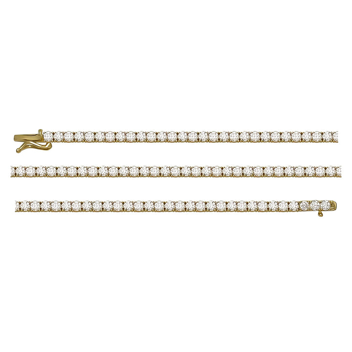 Solid gold tennis bracelet, 4.50 g — shown in three rows across the frame.