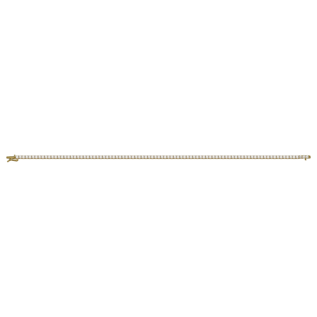 Solid gold tennis bracelet, 4.50 g — shown square on a plain background.