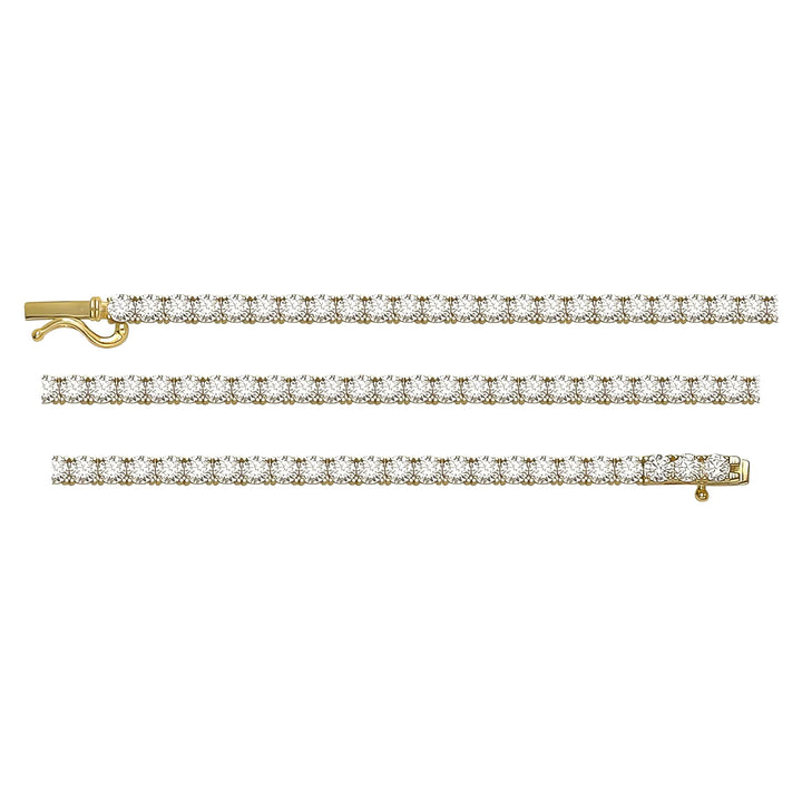 Solid gold tennis bracelet, 5.36 g — shown in three rows across the frame.