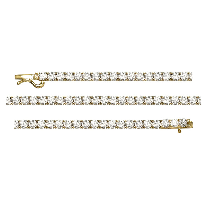 Solid gold tennis bracelet, 6.55 g — shown in three rows across the frame.