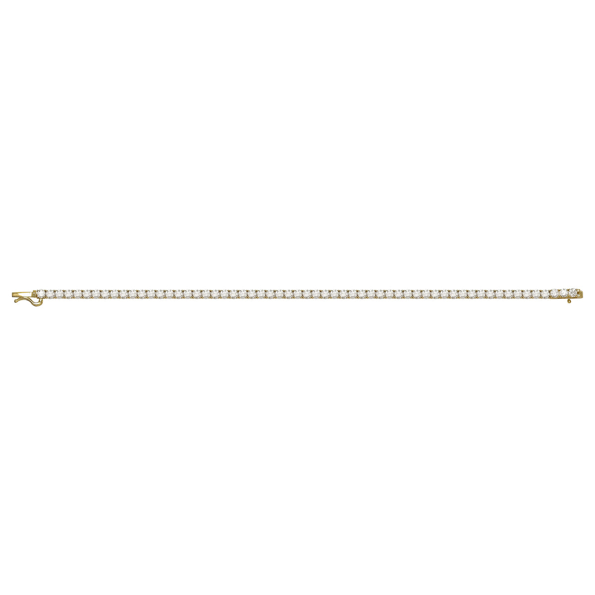 Solid gold tennis bracelet, 6.55 g — shown square on a plain background.