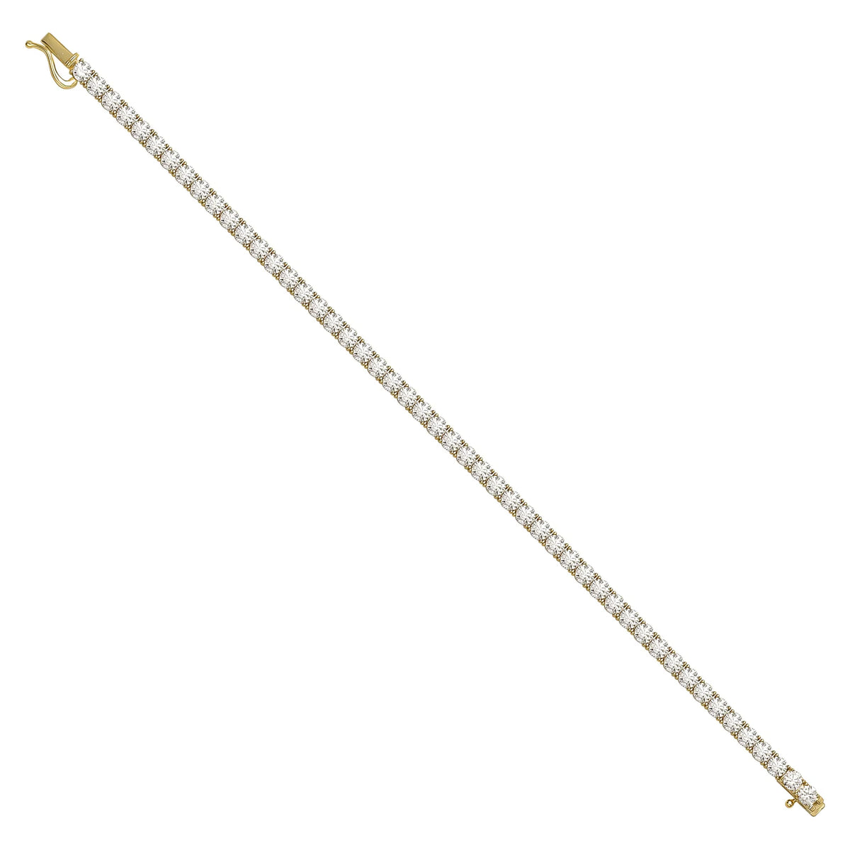 Solid gold tennis bracelet, 8.20 g — shown at an angle across the frame.
