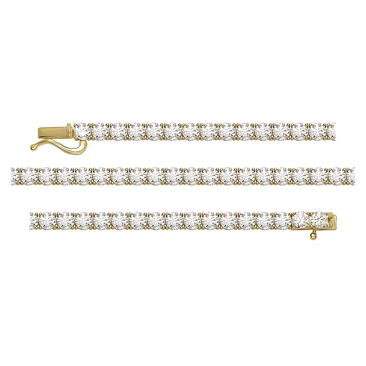 Solid gold tennis bracelet, 8.20 g — shown in three rows across the frame.
