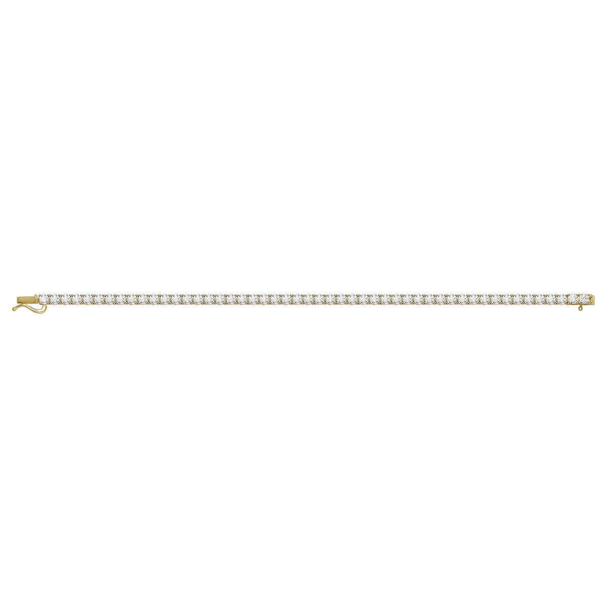 Solid gold tennis bracelet, 8.20 g — shown square on a plain background.