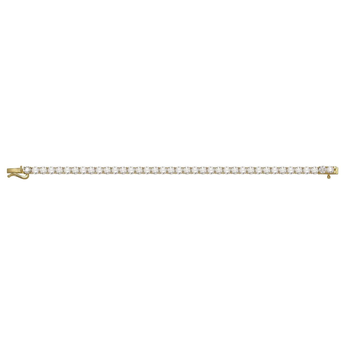 Solid gold tennis bracelet, 11.30 g — shown square on a plain background.