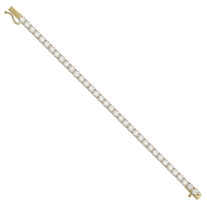 Solid gold tennis bracelet, 14.10 g — shown at an angle across the frame.