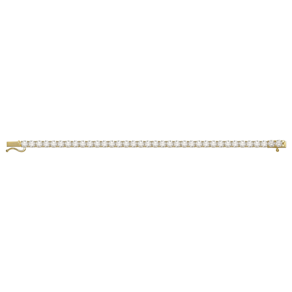 Solid gold tennis bracelet, 14.10 g — shown square on a plain background.