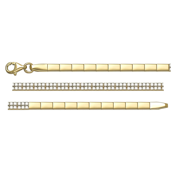 Solid gold tennis bracelet, 4.93 g — shown in three rows across the frame.