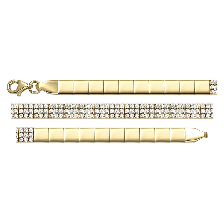 Solid gold tennis bracelet, 6.56 g — shown in three rows across the frame.