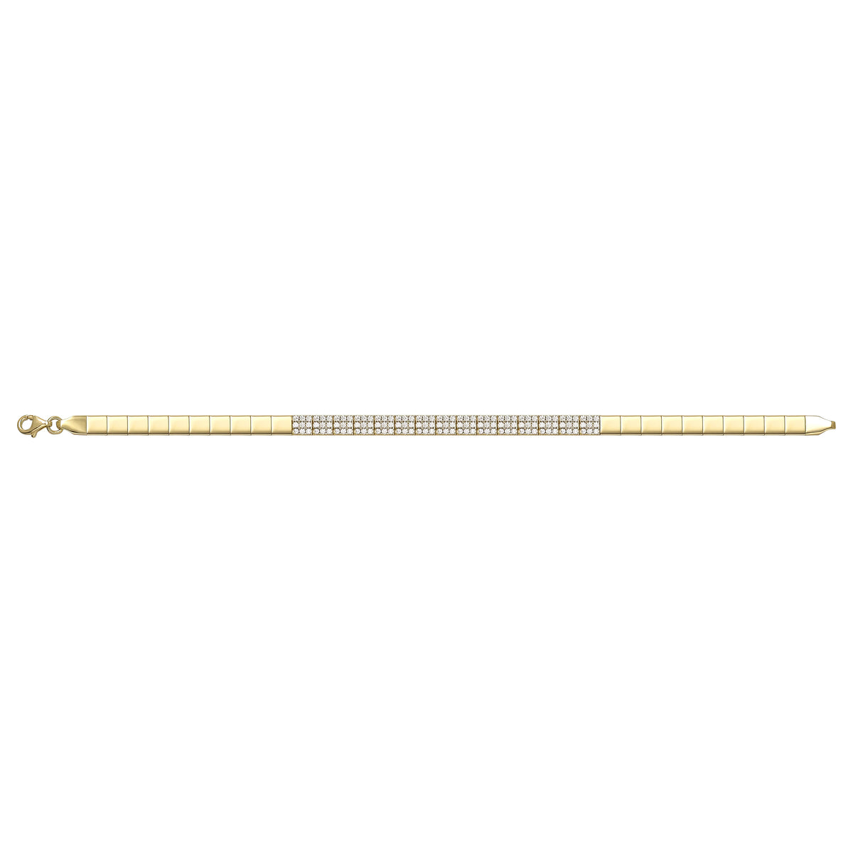 Solid gold tennis bracelet, 6.56 g — shown square on a plain background.