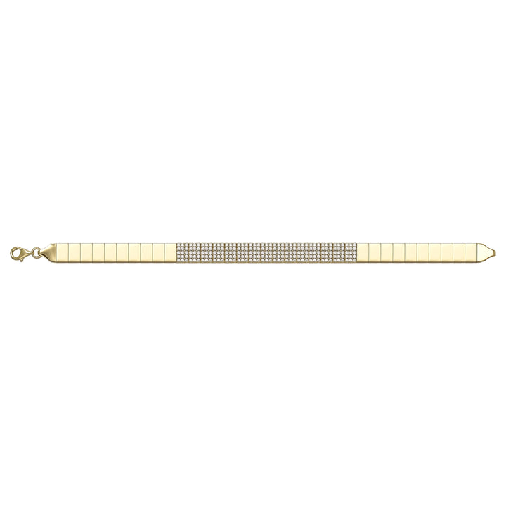 Solid gold tennis bracelet, 9.73 g — shown square on a plain background.