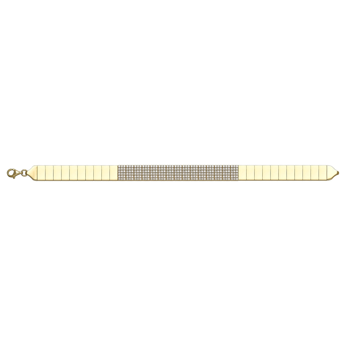 Solid gold tennis bracelet, 10.84 g — shown square on a plain background.
