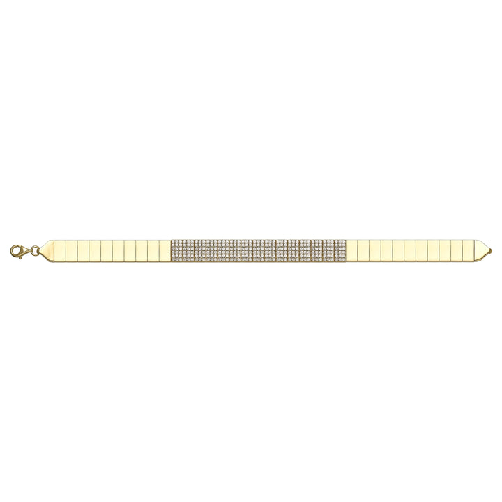 Solid gold tennis bracelet, 10.84 g — shown square on a plain background.