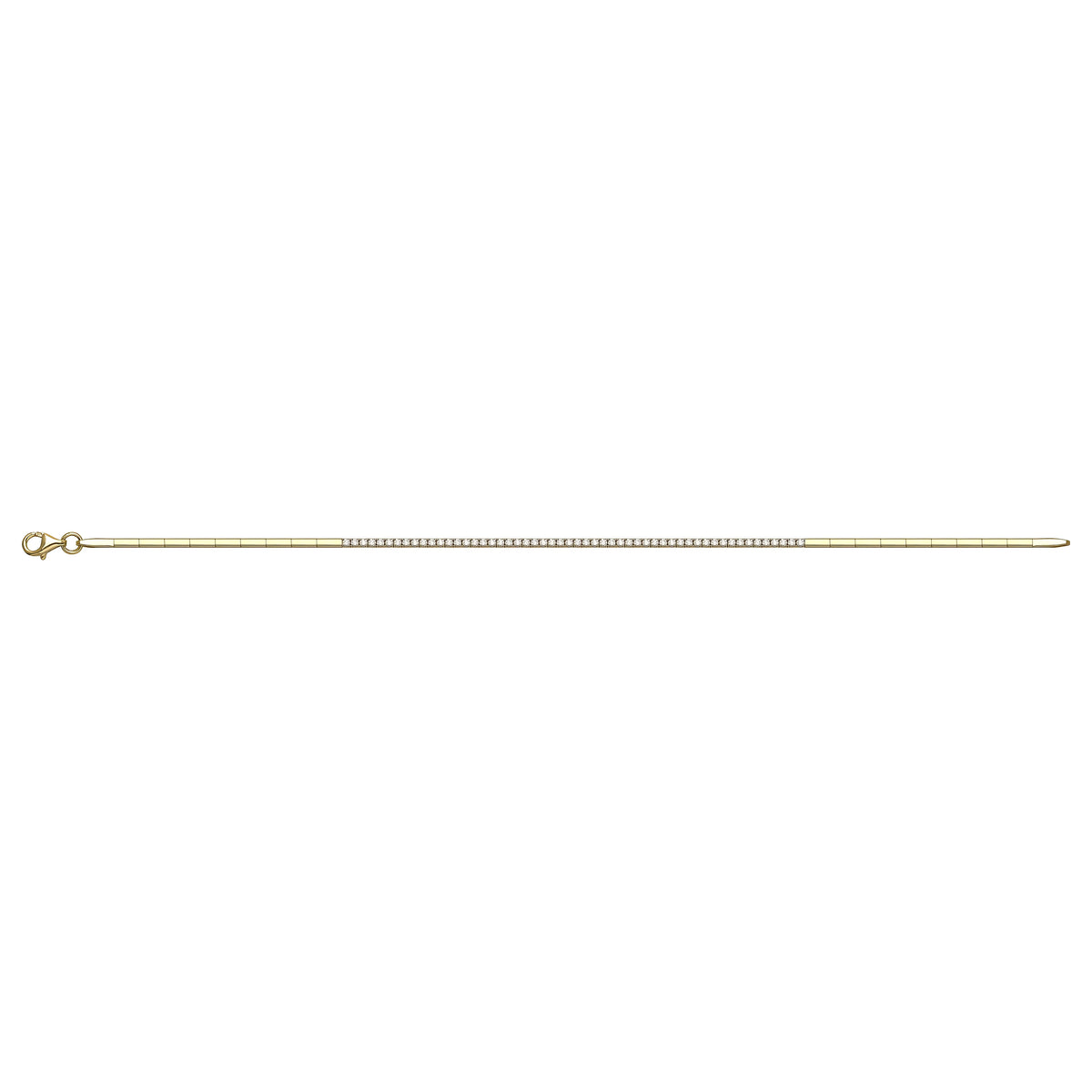 Solid gold tennis bracelet, 3.23 g — shown square on a plain background.