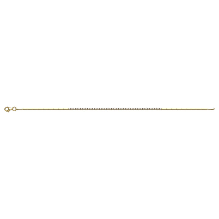 Solid gold tennis bracelet, 3.23 g — shown square on a plain background.