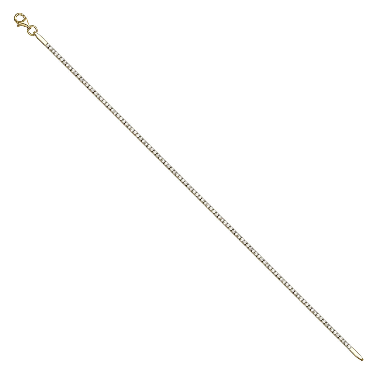 Solid gold tennis bracelet, 3.60 g — shown at an angle across the frame.