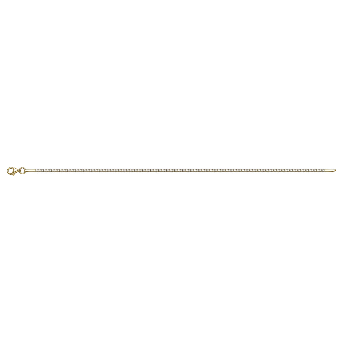 Solid gold tennis bracelet, 3.60 g — shown square on a plain background.