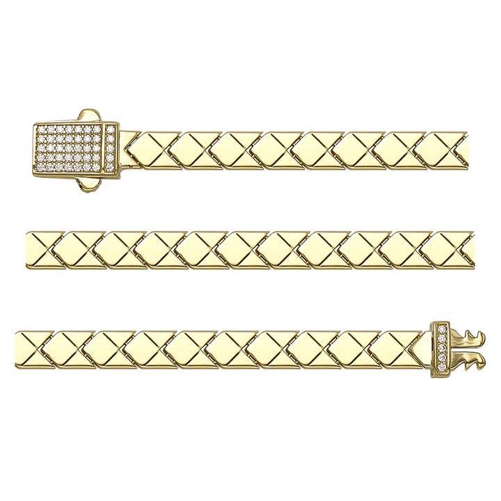 Solid gold braided bracelet, 8.85 g — shown in three rows across the frame.