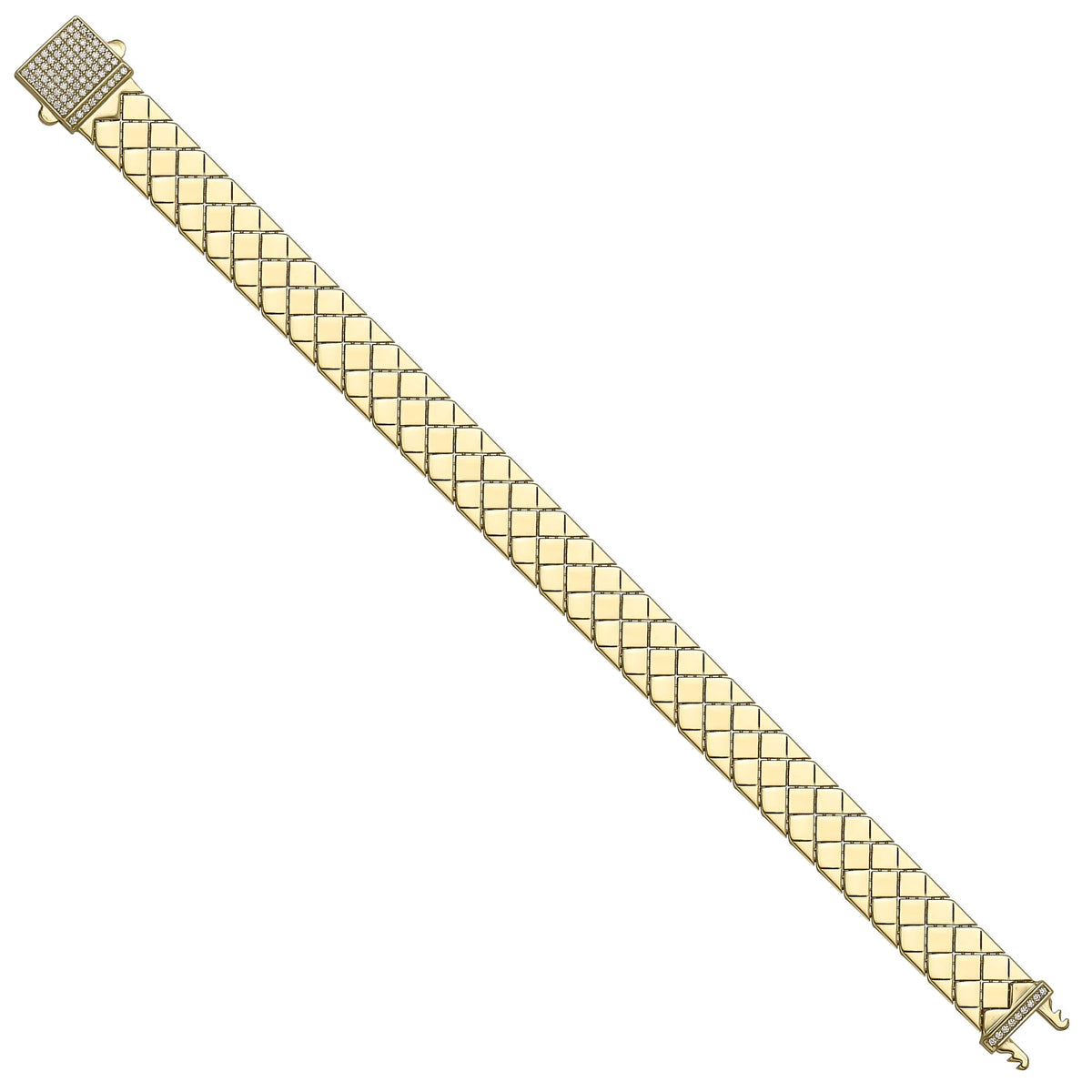 Solid gold braided bracelet, 17.90 g — shown at an angle across the frame.