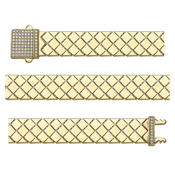 Solid gold braided bracelet, 17.90 g — shown in three rows across the frame.