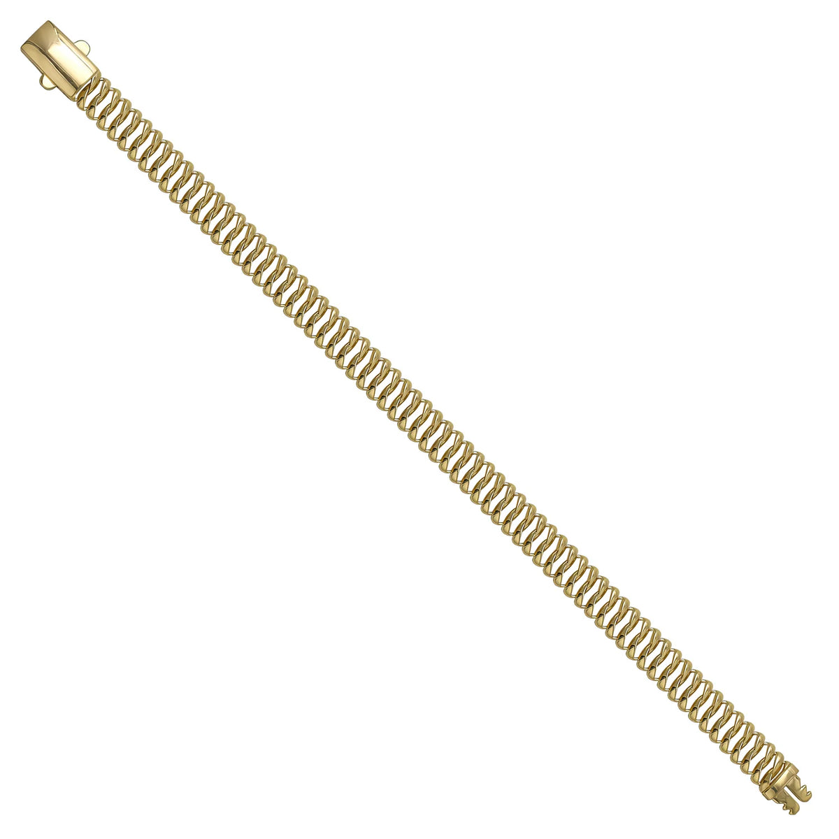 Solid gold braided bracelet, 8.20 g — shown at an angle across the frame.