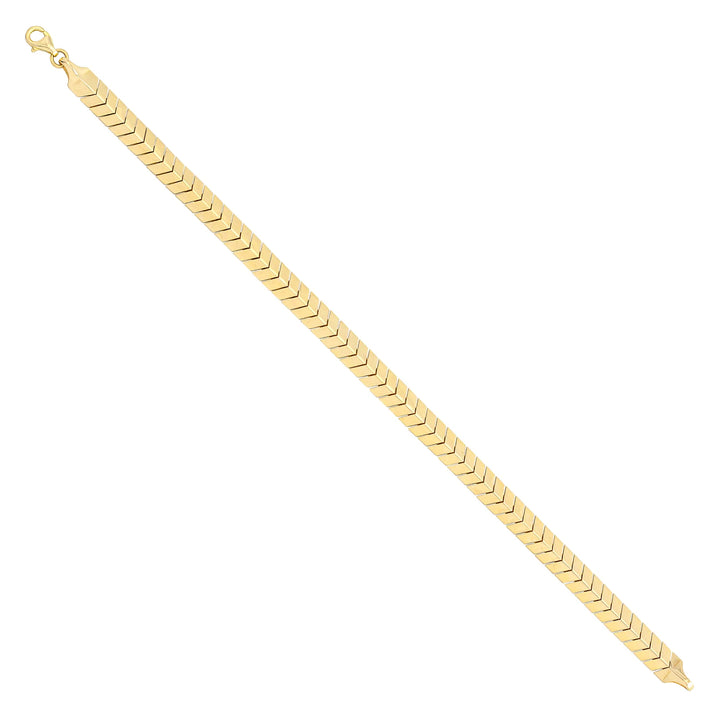 Solid gold herringbone bracelet, 7.80 g — shown at an angle across the frame.