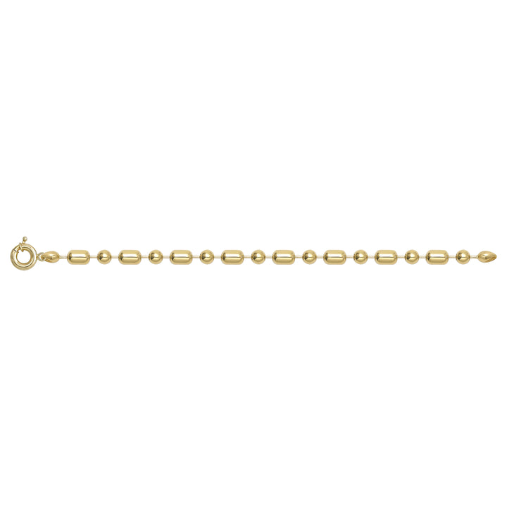 Solid gold bead bracelet, 9.55 g — shown square on a plain background.