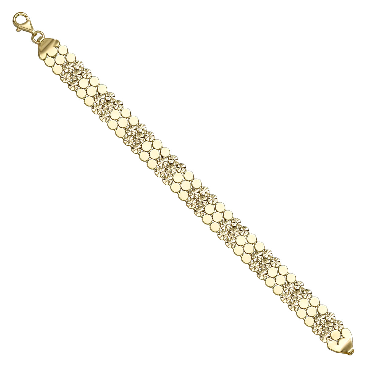 Solid gold fancy link bracelet, 10.60 g — shown at an angle across the frame.