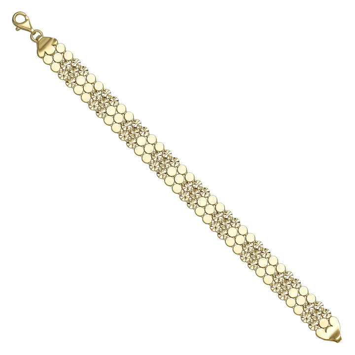 Solid gold fancy link bracelet, 10.60 g — shown at an angle across the frame.