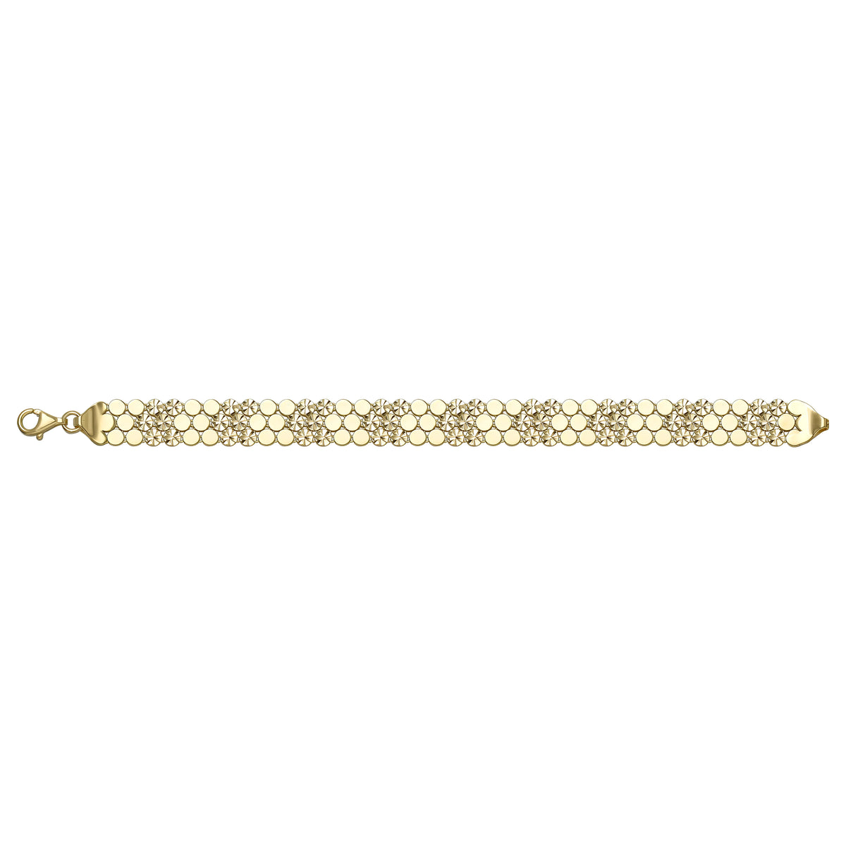 Solid gold fancy link bracelet, 10.60 g — shown square on a plain background.