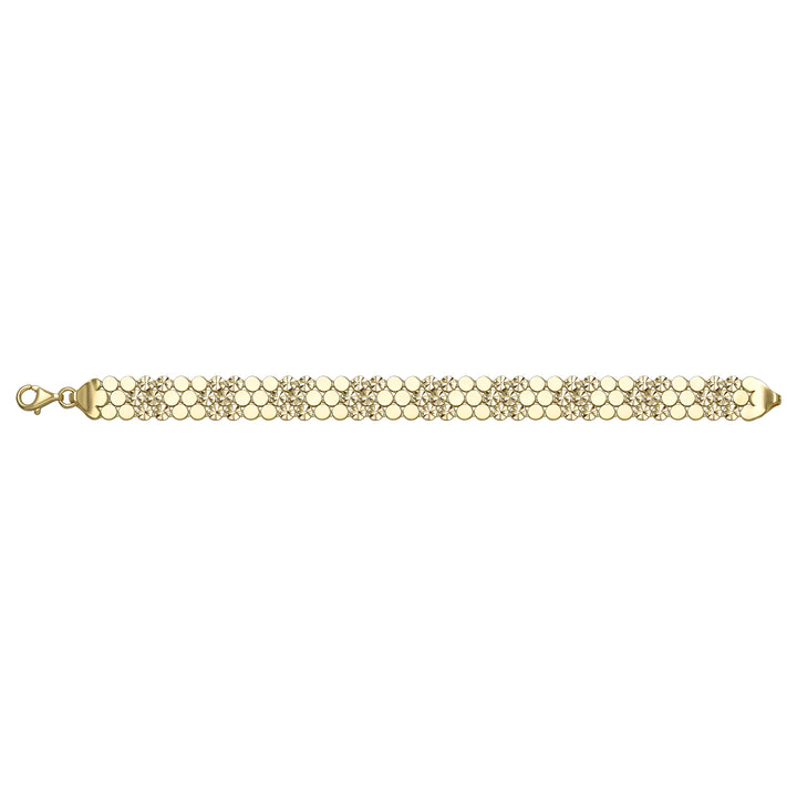 Solid gold fancy link bracelet, 10.60 g — shown square on a plain background.