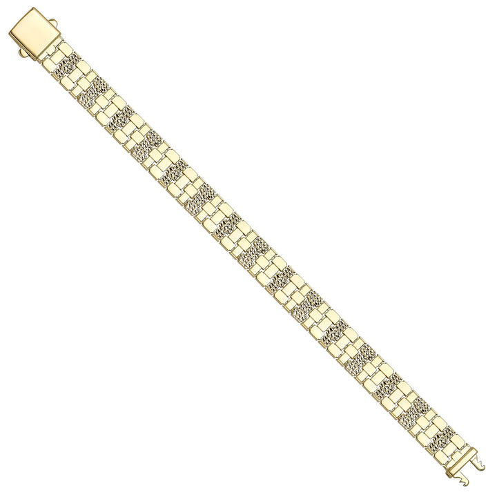 Solid gold brick link bracelet, 12.80 g — shown at an angle across the frame.