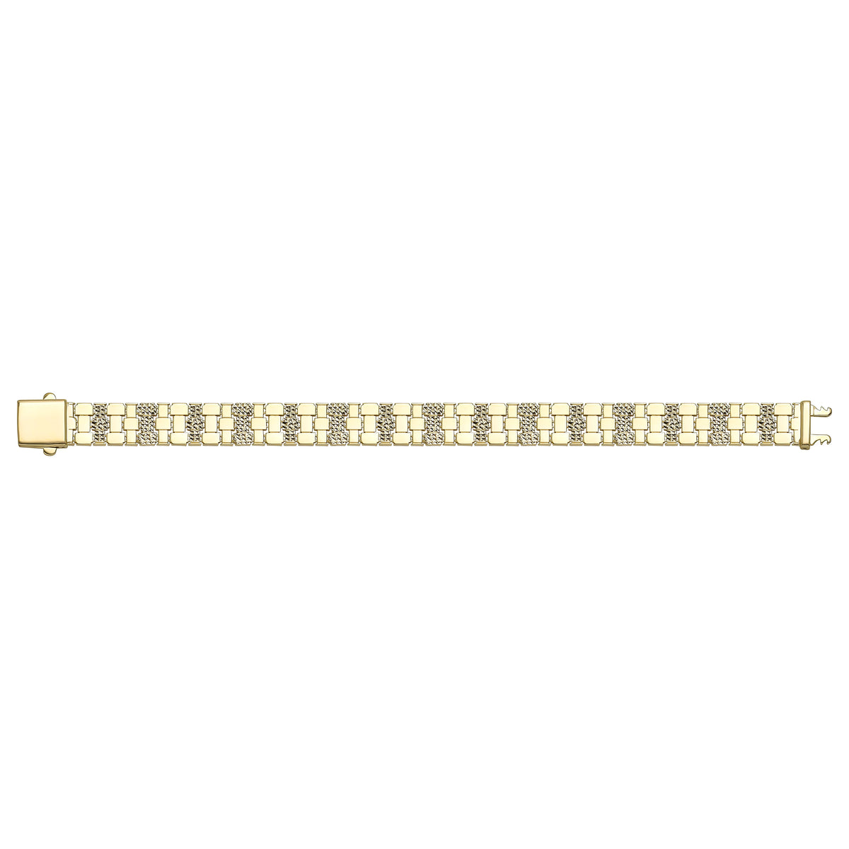 Solid gold brick link bracelet, 12.80 g — shown square on a plain background.